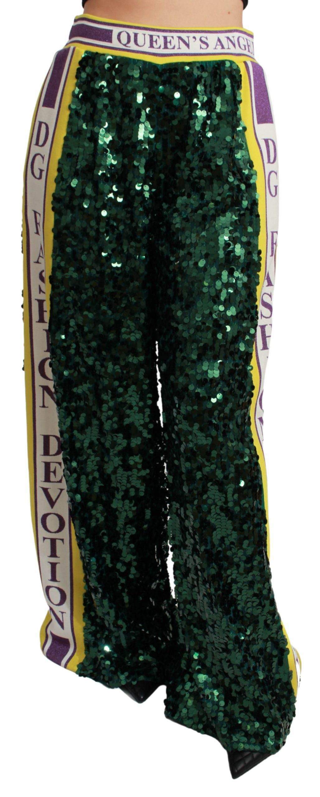 Dolce & Gabbana  Green Sequin Trousers Queens Angel Pants #women, Brand_Dolce & Gabbana, Catch, Dolce & Gabbana, feed-agegroup-adult, feed-color-green, feed-gender-female, feed-size-IT36 | XS, feed-size-IT38 | S, feed-size-IT40|S, feed-size-IT42|M, feed-size-IT44|L, Gender_Women, Green, IT36 | XS, IT38 | S, IT40|S, IT42|M, IT44|L, Jeans & Pants - Women - Clothing, Kogan, Women - New Arrivals at SEYMAYKA