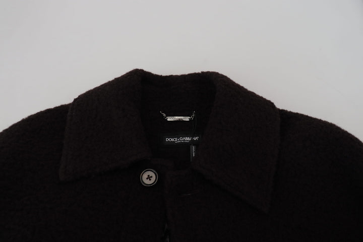 Dolce & Gabbana Black Alpaca Button Down Trench Coat Jacket