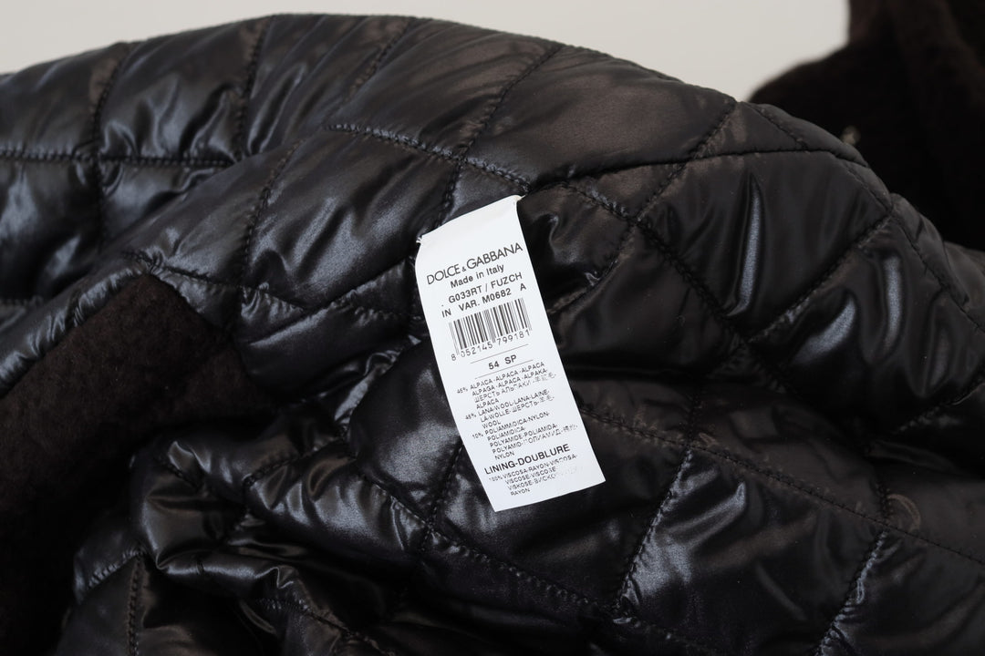 Dolce & Gabbana Black Alpaca Button Down Trench Coat Jacket