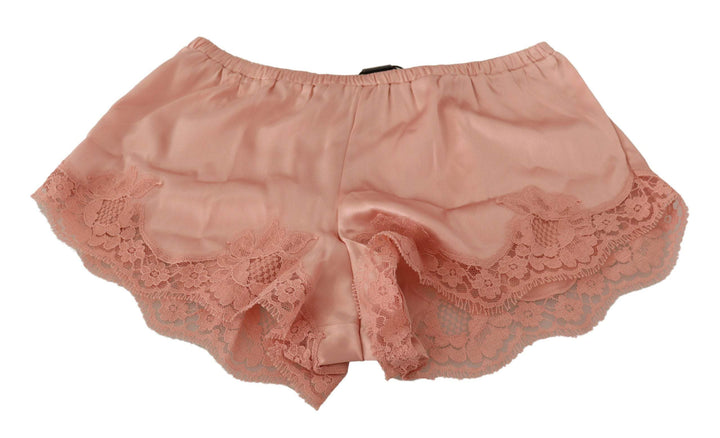 Dolce & Gabbana Pink Floral Lace Lingerie Underwear Dolce & Gabbana, feed-1, IT1 | XS, IT2 | S, IT3 | M, IT4 | L, IT5 | XL, Powder Pink, Shorts - Women - Clothing, Sleepwear - Women - Clothing, Underwear - Women - Clothing at SEYMAYKA