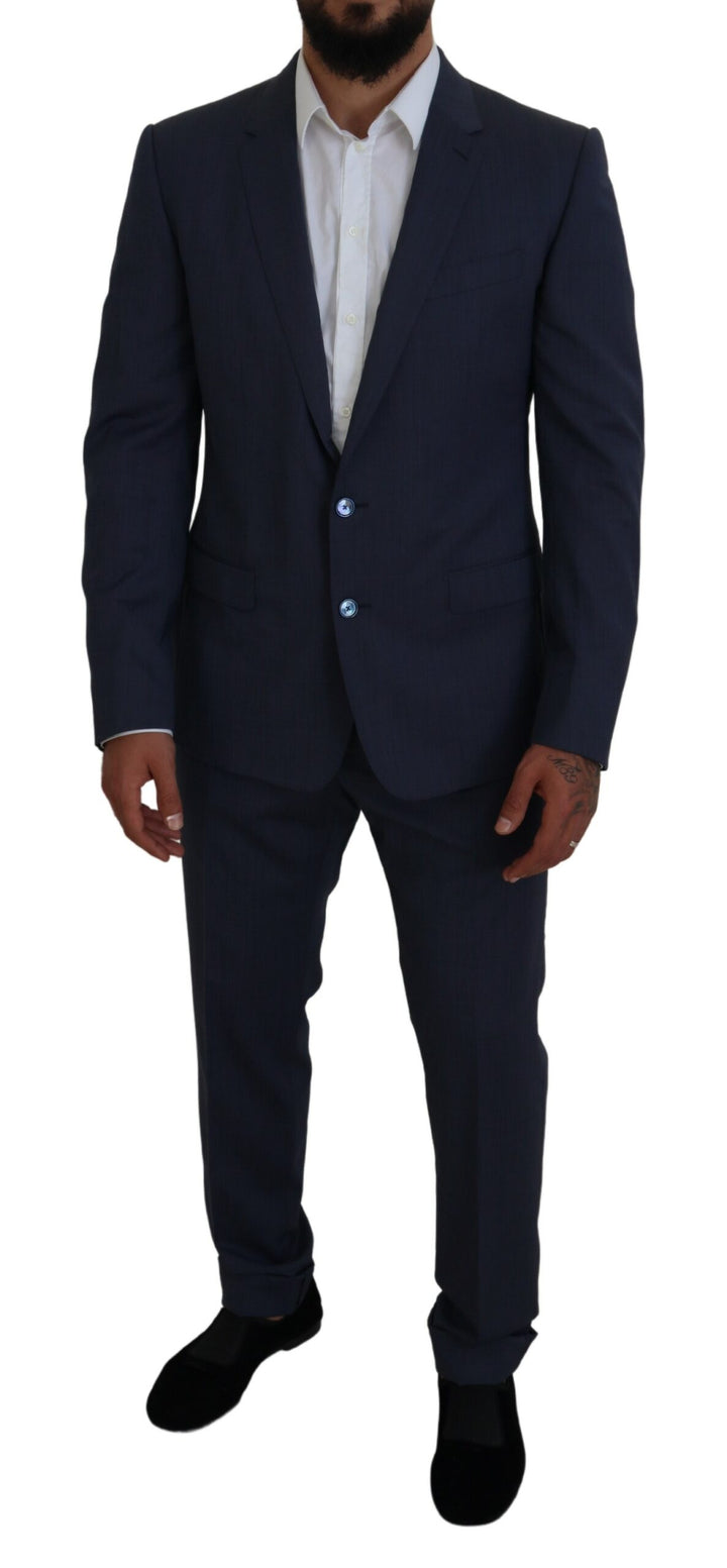Dolce & Gabbana Blue Wool MARTINI 3 Piece Slim Fit Suit
