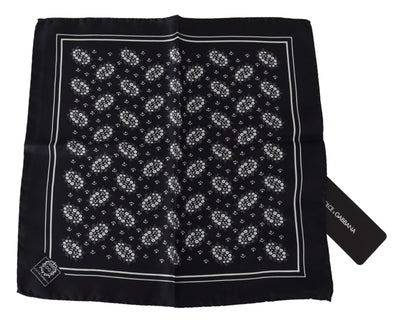 Dolce & Gabbana Black Patterned Square Scarf  Silk  Handkerchief #men, Accessories - New Arrivals, Black, Dolce & Gabbana, feed-agegroup-adult, feed-color-Black, feed-gender-male, Handkerchief - Men - Accessories at SEYMAYKA