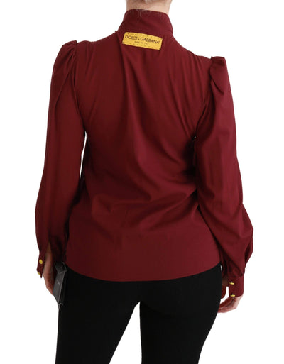 Dolce & Gabbana  Maroon Long Sleeve Shirt Blouse Silk Top #women, Bordeaux, Brand_Dolce & Gabbana, Catch, Dolce & Gabbana, feed-agegroup-adult, feed-color-bordeaux, feed-gender-female, feed-size-IT36 | XS, Gender_Women, IT36 | XS, Kogan, Shirts - Women - Clothing, Women - New Arrivals at SEYMAYKA