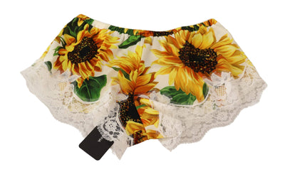 Dolce & Gabbana White Sunflower Lace Lingerie Underwear Dolce & Gabbana, feed-1, IT2 | S, IT3 | M, IT4 | L, IT5 | XL, Underwear - Women - Clothing, White, Yellow at SEYMAYKA