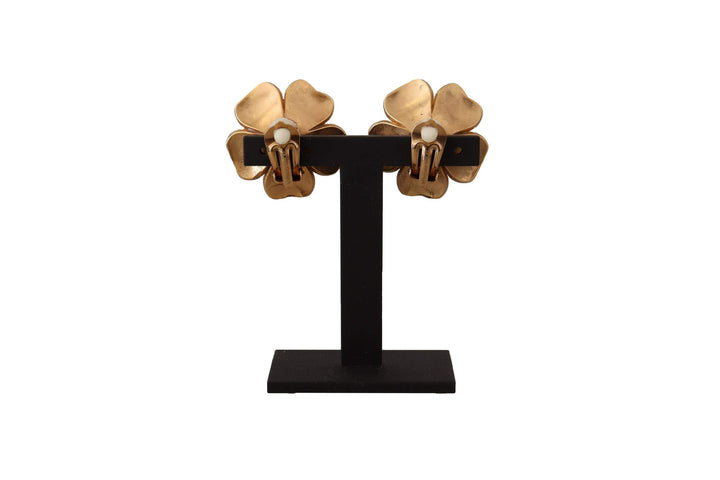 Dolce & Gabbana Gold Tone Maxi Faux Pearl Floral Clip-on Jewelry Earrings Dolce & Gabbana, Earrings - Women - Jewelry, feed-1, Gold at SEYMAYKA