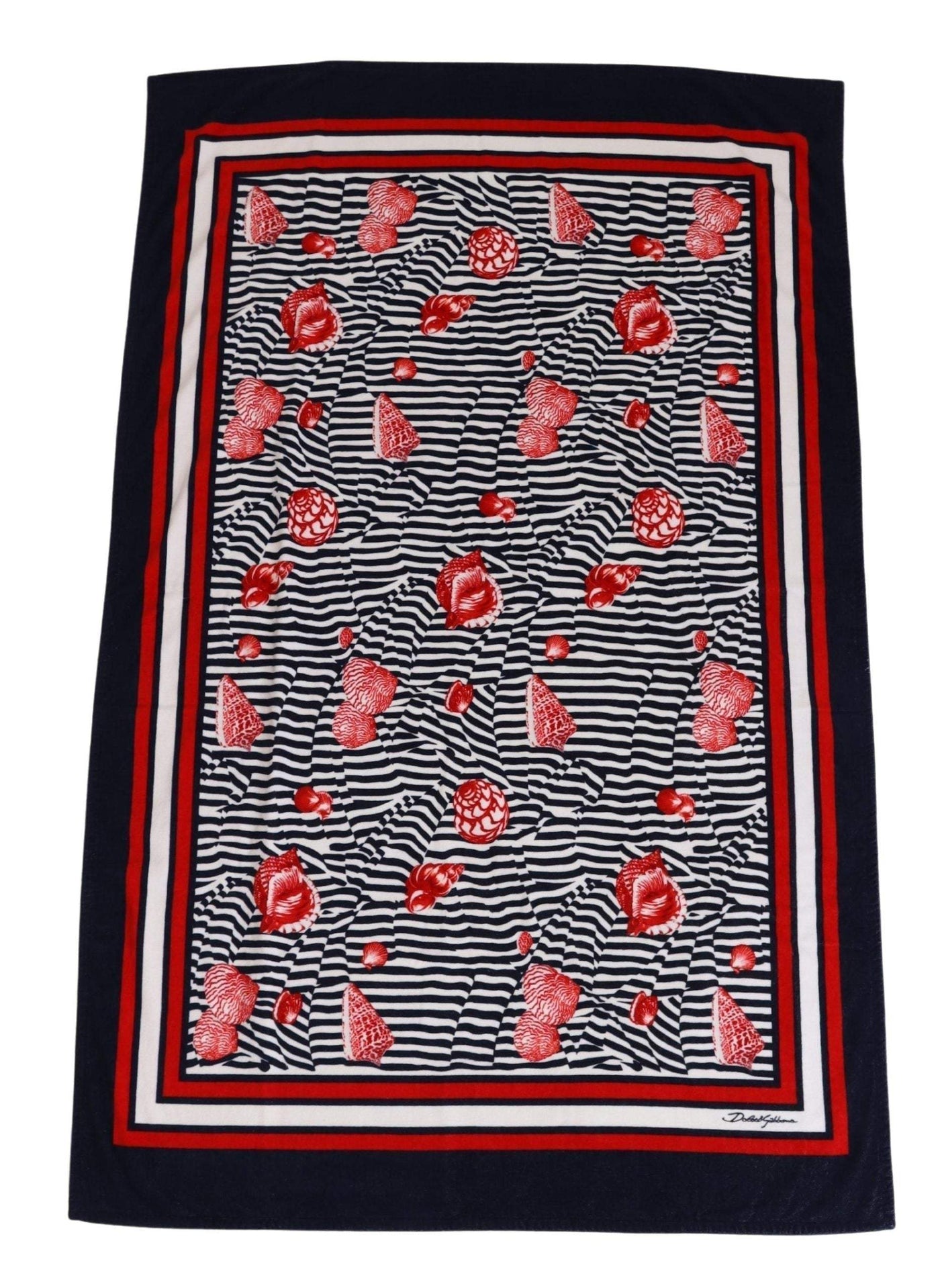 Dolce & Gabbana Blue Red Seashell Beach Towel Cover Beach Towel #women, Blue, Dolce & Gabbana, feed-agegroup-adult, feed-color-Blue, feed-gender-female, Other - Women - Accessories at SEYMAYKA
