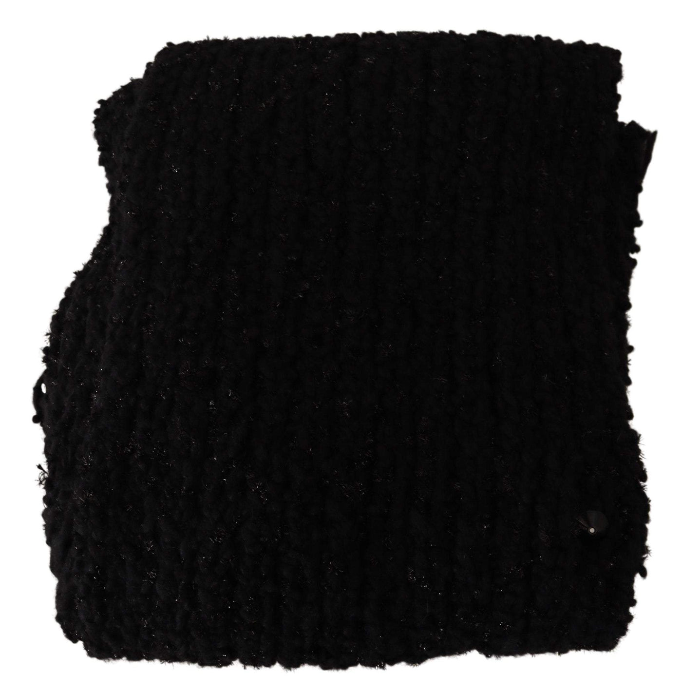 Dolce & Gabbana Black Virgin Wool Knitted Wrap Shawl Scarf #women, Black, Dolce & Gabbana, feed-agegroup-adult, feed-color-Black, feed-gender-female, Scarves - Women - Accessories at SEYMAYKA