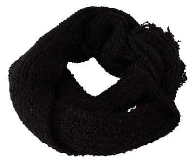 Dolce & Gabbana Black Virgin Wool Knitted Wrap Shawl Scarf #women, Black, Dolce & Gabbana, feed-agegroup-adult, feed-color-Black, feed-gender-female, Scarves - Women - Accessories at SEYMAYKA