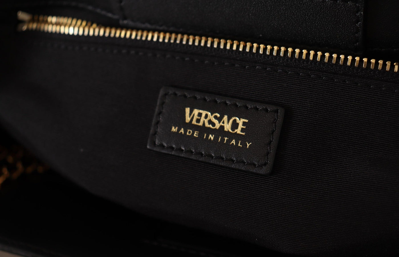 Versace Black Nappa Leather Medusa Large Tote Bag
