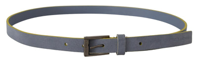 Dolce & Gabbana Blue Suede Leather Logo Engraved Buckle Belt