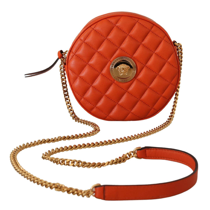 Versace Red Nappa Leather Medusa Round Crossbody Bag Crossbody Bags - Women - Bags, feed-1, Red, Shoulder Bags - Women - Bags, Versace, Women - New Arrivals at SEYMAYKA