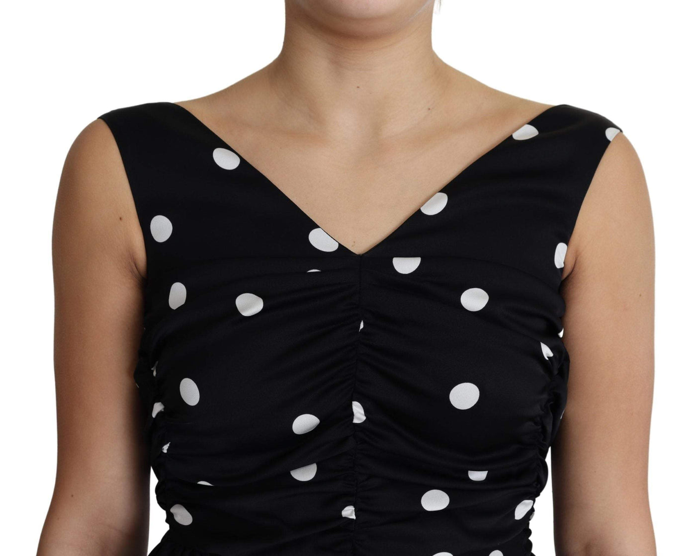 Dolce & Gabbana Black Polka Dots Charmeuse Ruffle Mini Dress #women, Black, Dolce & Gabbana, Dresses - Women - Clothing, feed-agegroup-adult, feed-color-black, feed-gender-female, feed-size-IT36 | XS, IT36 | XS, Women - New Arrivals at SEYMAYKA