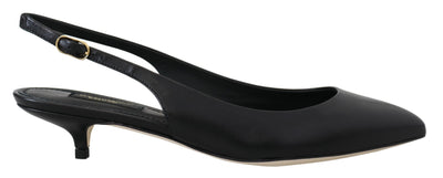 Dolce & Gabbana Black Leather Slingbacks Heels Pumps Shoes