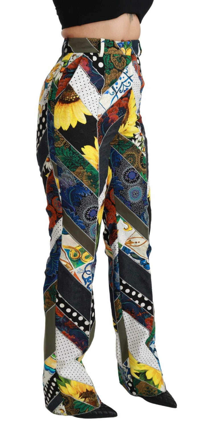 Dolce & Gabbana  Multicolor Print High Waist Straight Pants #women, Brand_Dolce & Gabbana, Catch, Dolce & Gabbana, feed-agegroup-adult, feed-color-multicolor, feed-gender-female, feed-size-IT40|S, Gender_Women, IT40|S, Jeans & Pants - Women - Clothing, Kogan, Multicolor, Women - New Arrivals at SEYMAYKA