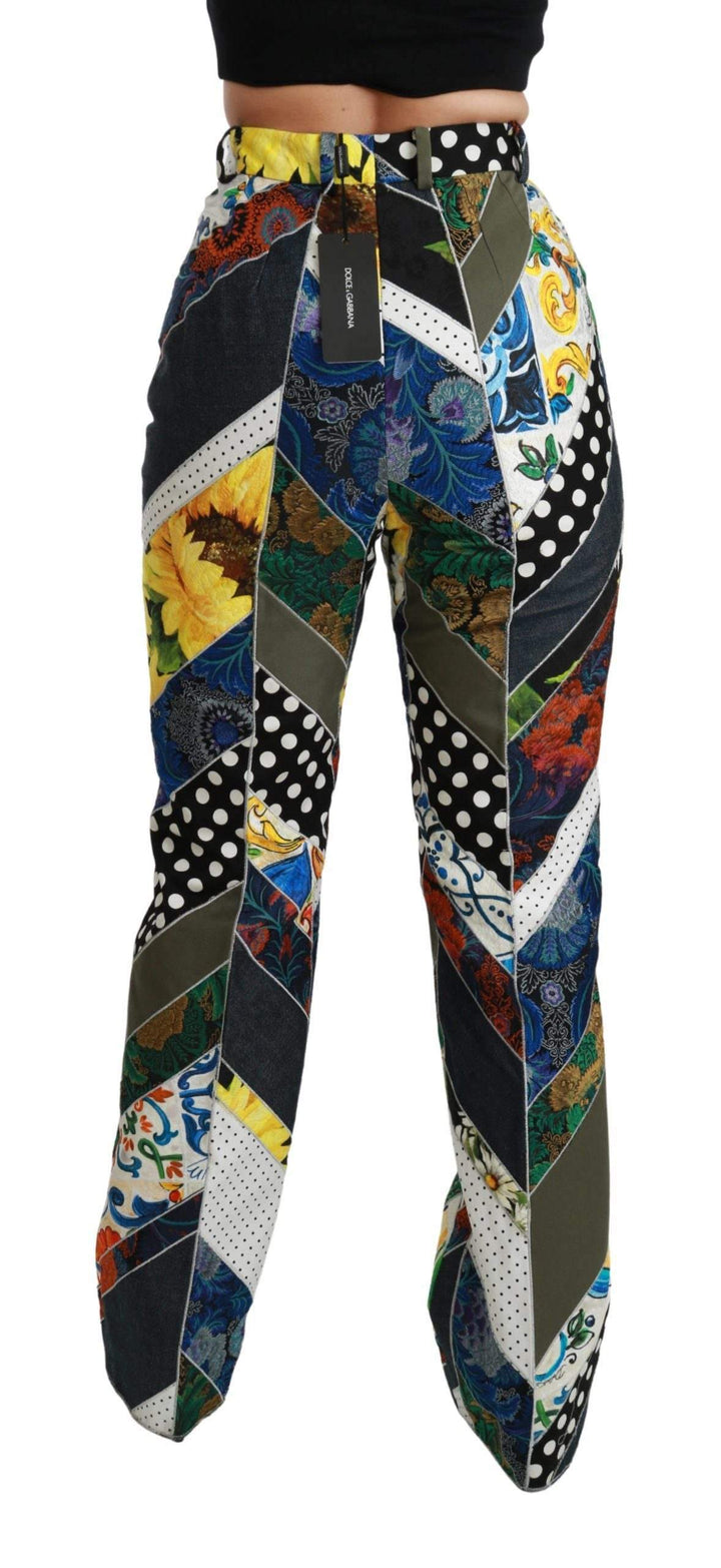 Dolce & Gabbana  Multicolor Print High Waist Straight Pants #women, Brand_Dolce & Gabbana, Catch, Dolce & Gabbana, feed-agegroup-adult, feed-color-multicolor, feed-gender-female, feed-size-IT40|S, Gender_Women, IT40|S, Jeans & Pants - Women - Clothing, Kogan, Multicolor, Women - New Arrivals at SEYMAYKA