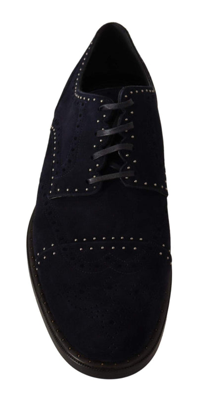 Dolce & Gabbana Blue Suede Leather Derby Studded Shoes #men, Blue, Dolce & Gabbana, EU44/US11, feed-agegroup-adult, feed-color-Blue, feed-gender-male, Formal - Men - Shoes at SEYMAYKA