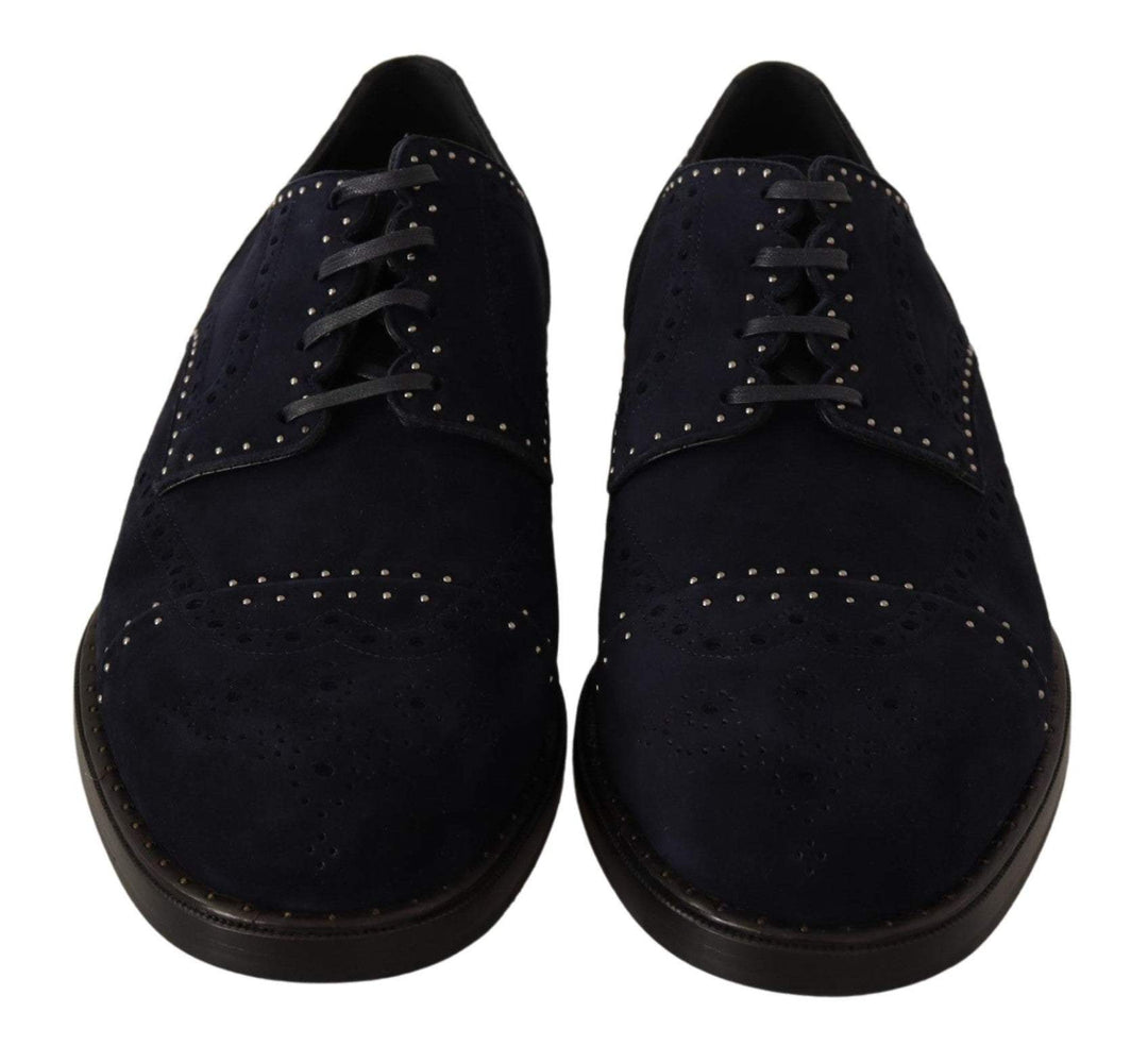 Dolce & Gabbana Blue Suede Leather Derby Studded Shoes #men, Blue, Dolce & Gabbana, EU44/US11, feed-agegroup-adult, feed-color-Blue, feed-gender-male, Formal - Men - Shoes at SEYMAYKA