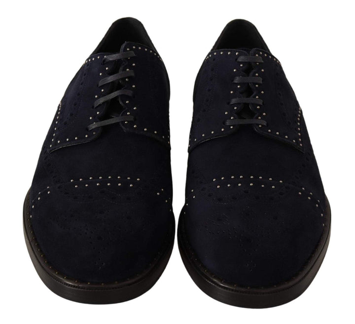 Dolce & Gabbana Blue Suede Leather Derby Studded Shoes #men, Blue, Dolce & Gabbana, EU44/US11, feed-agegroup-adult, feed-color-Blue, feed-gender-male, Formal - Men - Shoes at SEYMAYKA