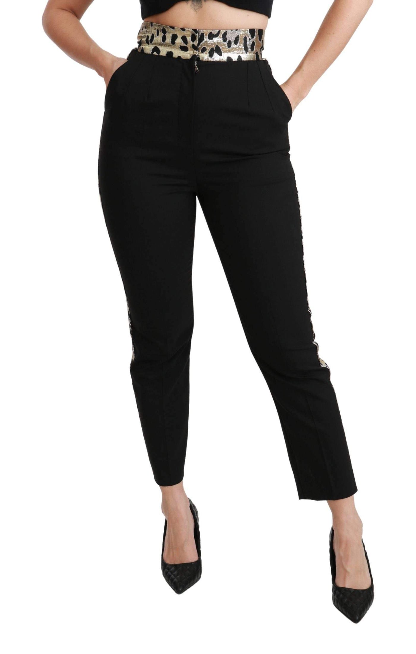 Dolce & Gabbana  Black Cropped Skinny High Waist Wool Pants #women, Black, Brand_Dolce & Gabbana, Catch, Dolce & Gabbana, feed-agegroup-adult, feed-color-black, feed-gender-female, feed-size-IT40|S, Gender_Women, IT40|S, Jeans & Pants - Women - Clothing, Kogan, Women - New Arrivals at SEYMAYKA