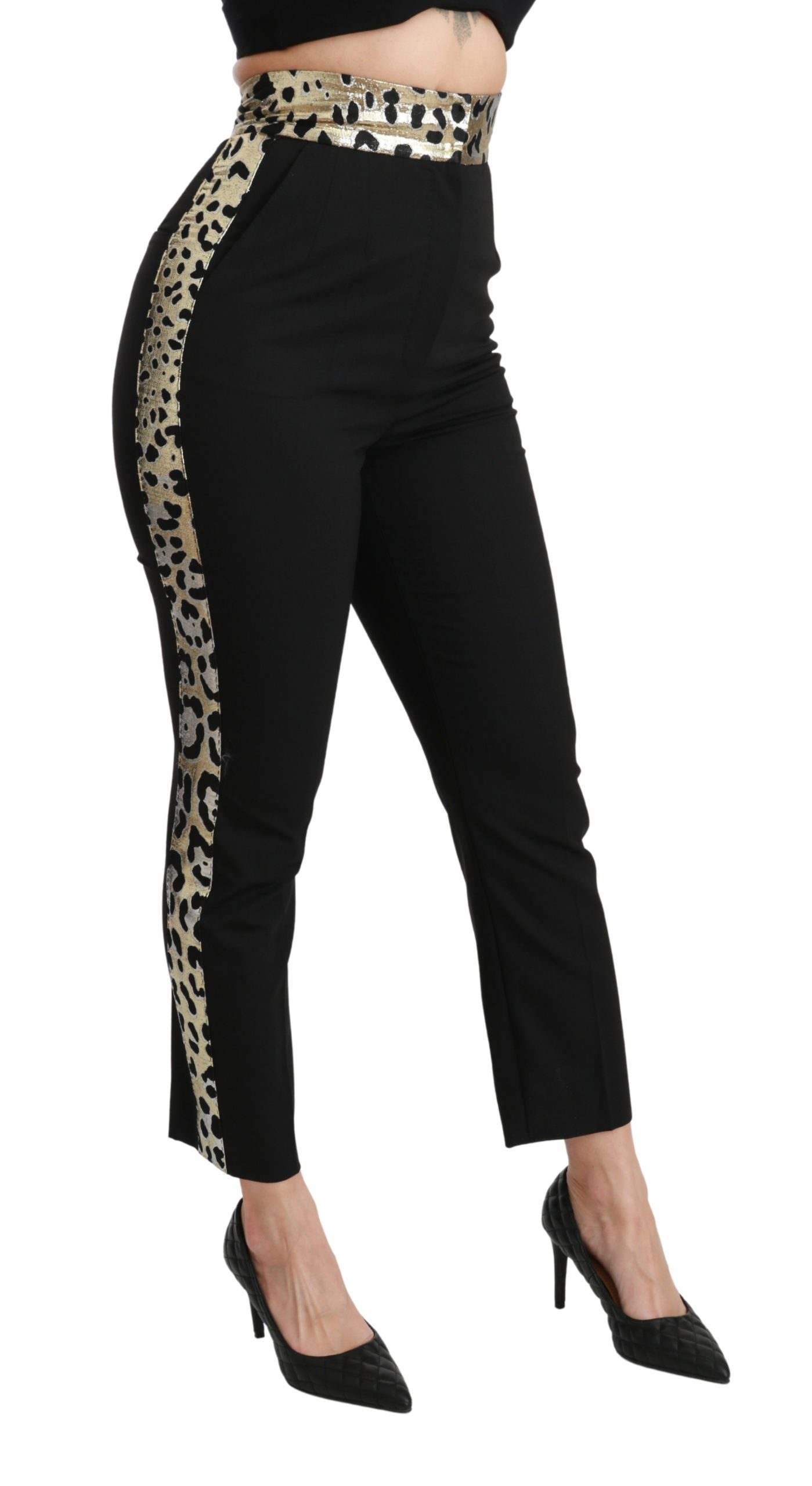 Dolce & Gabbana  Black Cropped Skinny High Waist Wool Pants #women, Black, Brand_Dolce & Gabbana, Catch, Dolce & Gabbana, feed-agegroup-adult, feed-color-black, feed-gender-female, feed-size-IT40|S, Gender_Women, IT40|S, Jeans & Pants - Women - Clothing, Kogan, Women - New Arrivals at SEYMAYKA