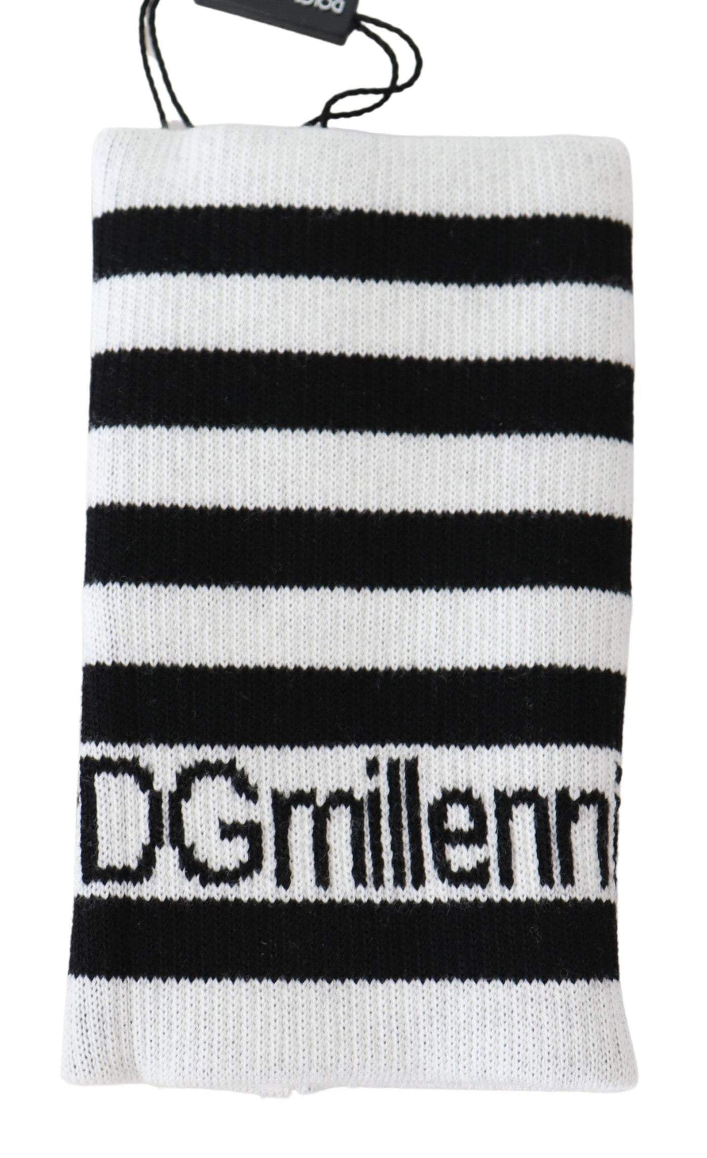 Dolce & Gabbana Black White Wool DGMillennials Wristband Wrap #men, Accessories - New Arrivals, Black/White, Dolce & Gabbana, feed-agegroup-adult, feed-color-Black, feed-gender-male, Gloves - Men - Accessories at SEYMAYKA