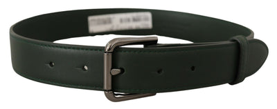 Dolce & Gabbana Army Green Leather Logo Metal Waist Buckle Belt