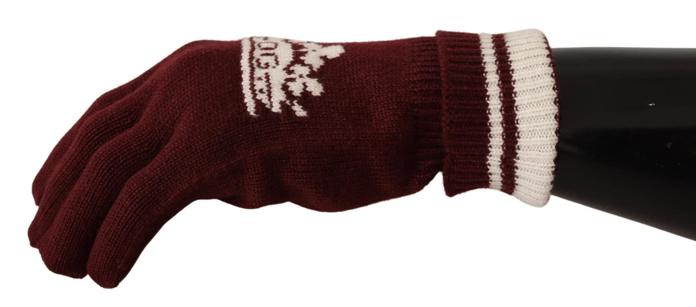 Dolce & Gabbana Red White D&G Logo Crown Cashmere Gloves #men, 5|M, 7 | S, 8, 9|L, Dolce & Gabbana, feed-agegroup-adult, feed-color-Red, feed-gender-male, Gloves - Men - Accessories, Red at SEYMAYKA