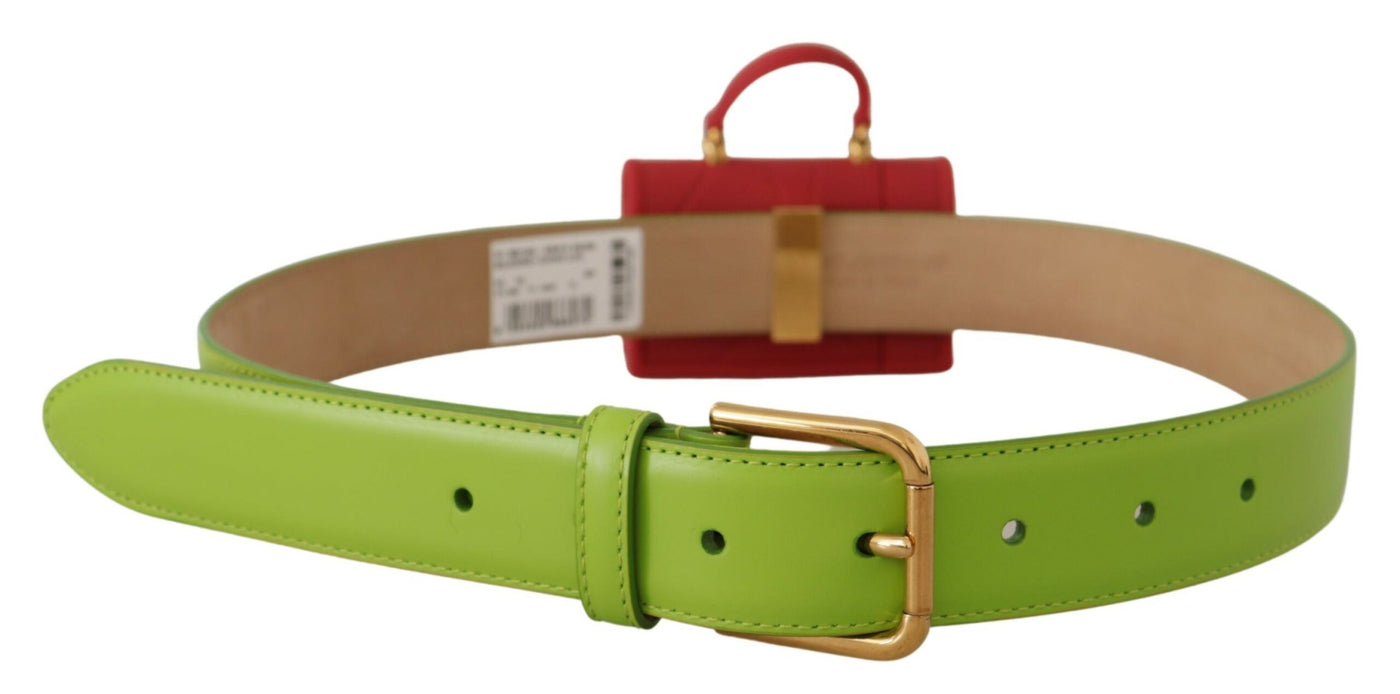 Dolce & Gabbana Green Leather Devotion Heart Micro Bag Headphones Belt