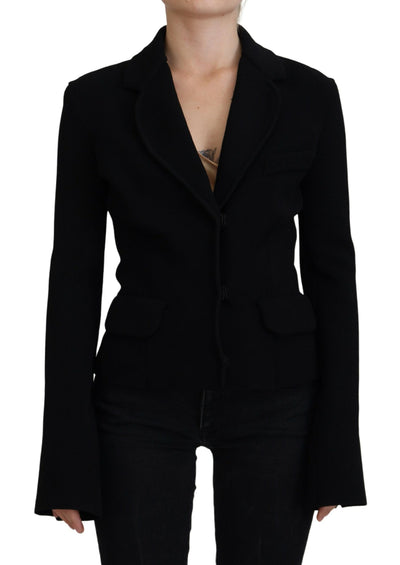 Black Button Cardigan Blazer Viscose Jacket