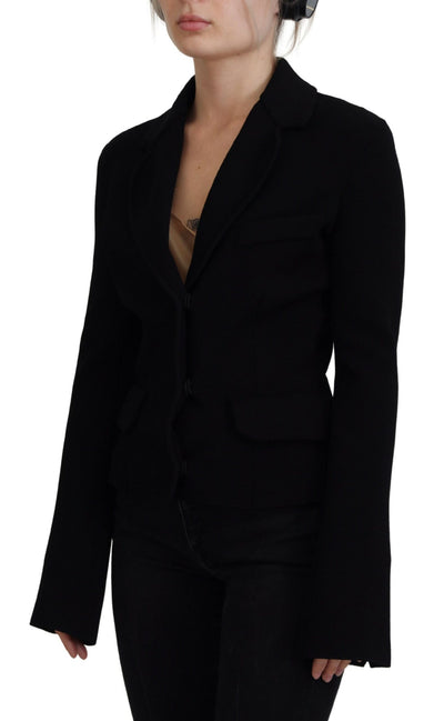 Black Button Cardigan Blazer Viscose Jacket