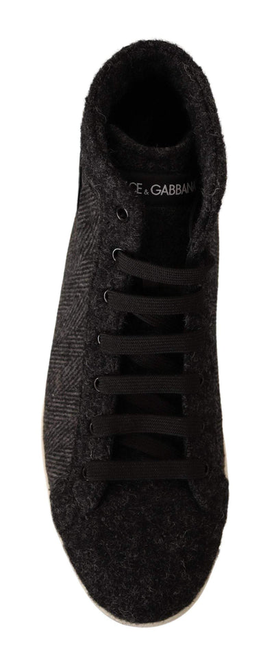 Dolce & Gabbana Gray Wool Cotton Casual High Top Sneakers #men, Dolce & Gabbana, EU44/US11, feed-1, Gray, Sneakers - Men - Shoes at SEYMAYKA