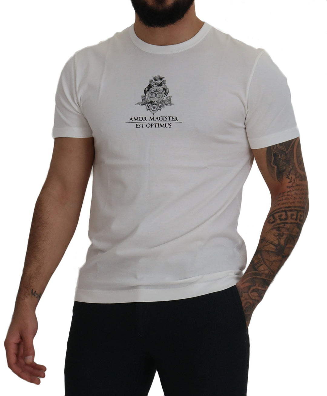 Dolce & Gabbana White Logo Cotton Amor Magister T-shirt