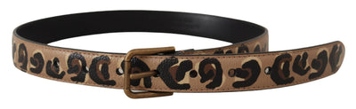 Dolce & Gabbana Brown Leopard Print Vintage Metal Waist Buckle Belt
