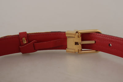 Dolce & Gabbana Multicolor Majolica Patchwork Gold Metal Buckle Belt