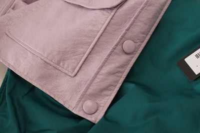 Purple Cotton Button Down Cropped Jacket