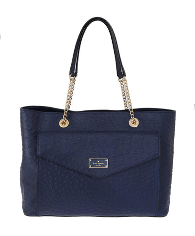 Kate Spade Blue Leather Halsey la vita Ostrich Handbag Blue, feed-1, Handbags - Women - Bags, Kate Spade at SEYMAYKA