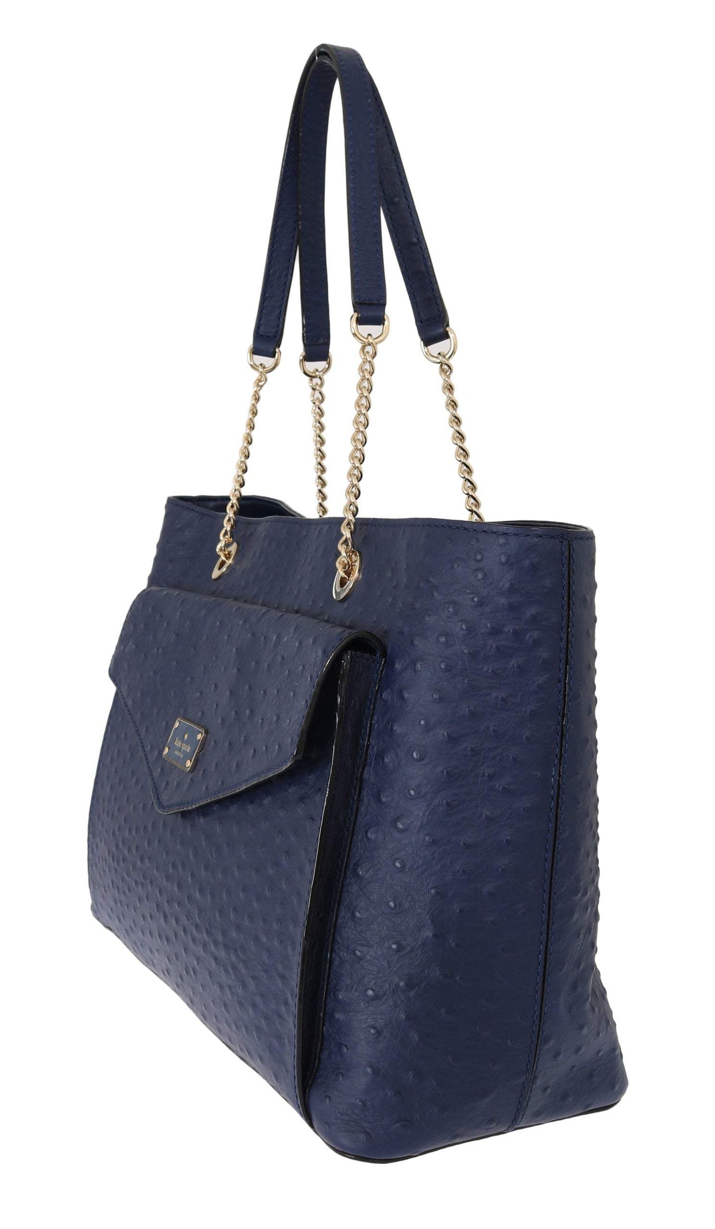 Kate Spade Blue Leather Halsey la vita Ostrich Handbag Blue, feed-1, Handbags - Women - Bags, Kate Spade at SEYMAYKA