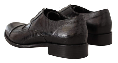 Dolce & Gabbana Black Lizard Leather Derby Dress Shoes #men, Black, Dolce & Gabbana, EU42/US9, feed-agegroup-adult, feed-color-Black, feed-gender-male, Formal - Men - Shoes at SEYMAYKA