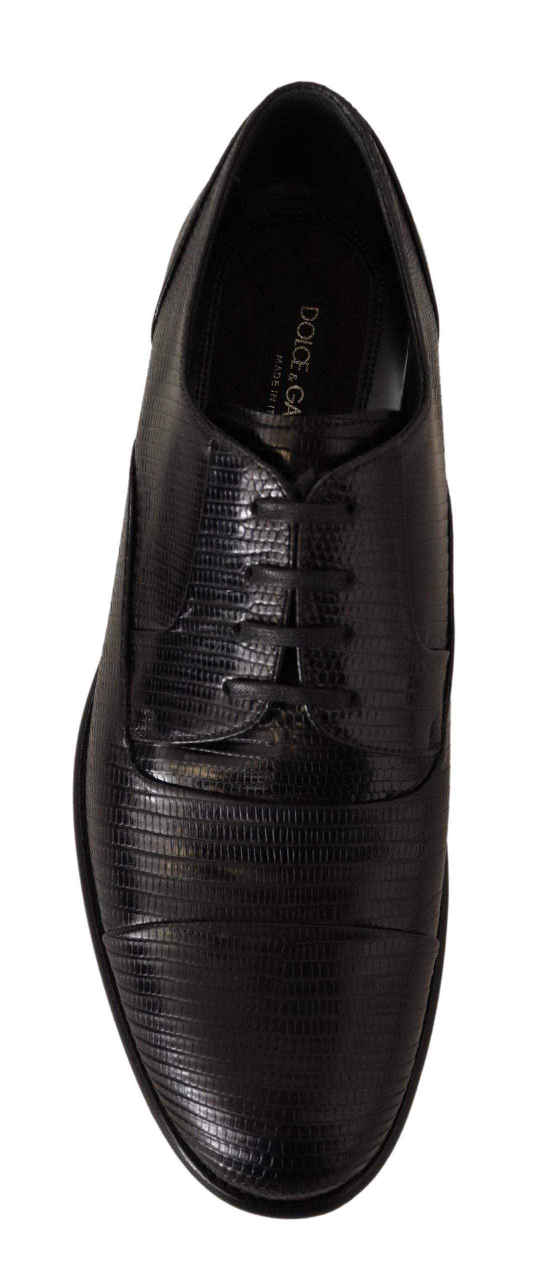 Dolce & Gabbana Black Lizard Leather Derby Dress Shoes #men, Black, Dolce & Gabbana, EU42/US9, feed-agegroup-adult, feed-color-Black, feed-gender-male, Formal - Men - Shoes at SEYMAYKA