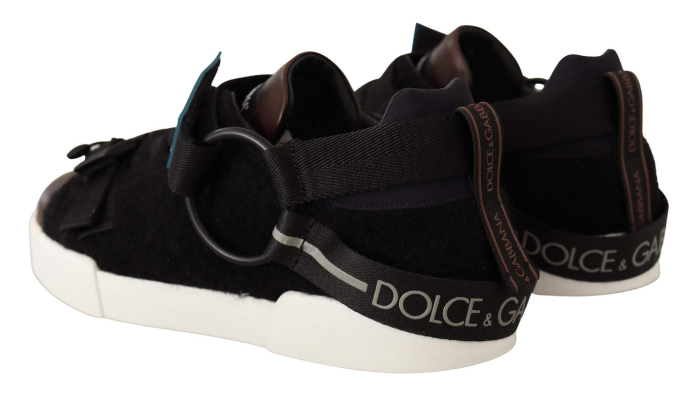 Dolce & Gabbana Brown Leather Black Shearling Sneakers #men, Brown, Dolce & Gabbana, EU42/US9, feed-1, Sneakers - Men - Shoes at SEYMAYKA