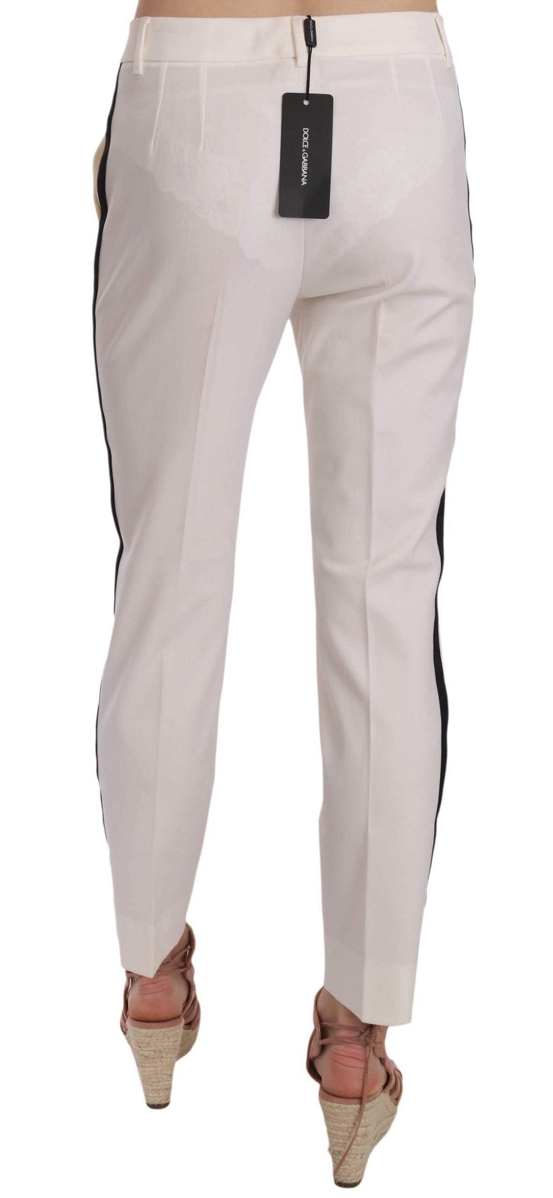 Dolce & Gabbana  White Side Stripe Wool Tapered Trouser Pants #women, Brand_Dolce & Gabbana, Catch, Dolce & Gabbana, feed-agegroup-adult, feed-color-white, feed-gender-female, feed-size-IT42|M, Gender_Women, IT42|M, Jeans & Pants - Women - Clothing, Kogan, White, Women - New Arrivals at SEYMAYKA