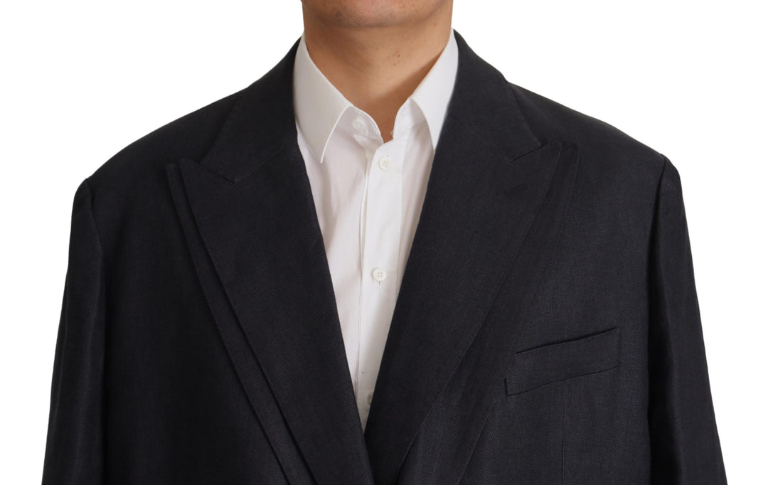 Dolce & Gabbana Blue Linen Formal Blazer Jacket