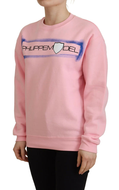 Pink Printed Long Sleeves Pullover Sweater