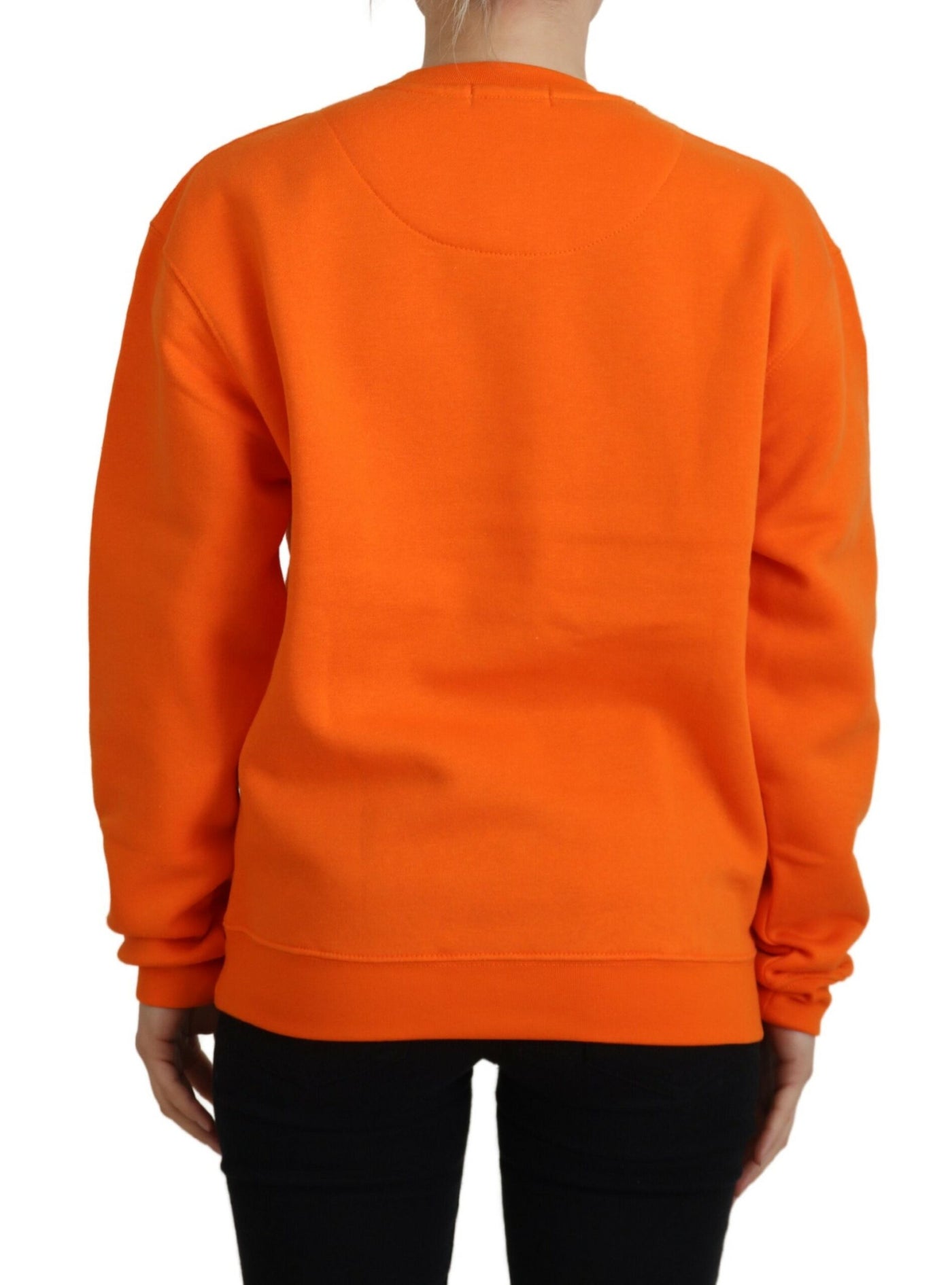 Orange Printed Long Sleeves Pullover Sweater