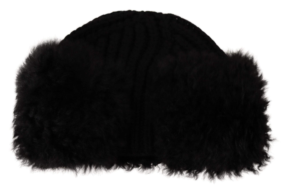 Dolce & Gabbana Black Cashmere Fur Women Beanie Women Hat 57 cm|S, Black, Dolce & Gabbana, feed-agegroup-adult, feed-color-Black, feed-gender-female, Hats - Women - Accessories at SEYMAYKA