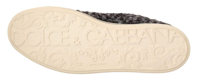 Dolce & Gabbana Gray Black Wool Cotton High Top Sneakers #men, Dolce & Gabbana, EU44/US11, feed-1, Gray, Sneakers - Men - Shoes at SEYMAYKA