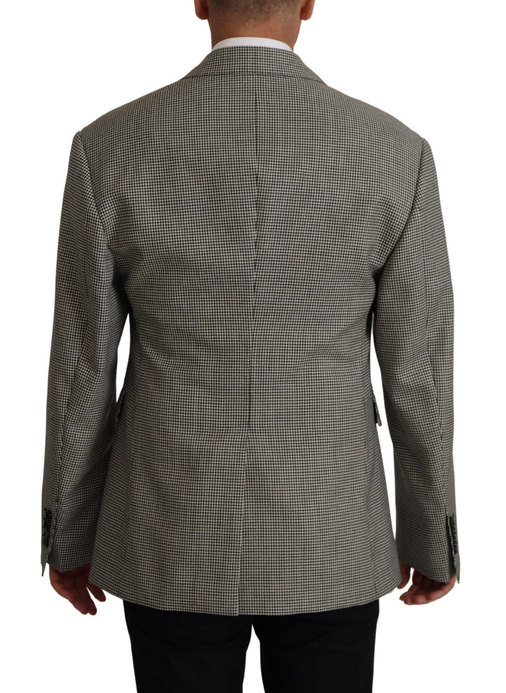 Dolce & Gabbana Gray Checkered Single Breasted Jacket Blazer