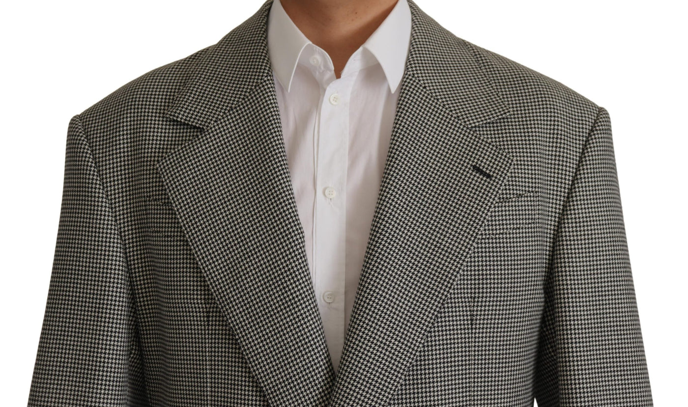 Dolce & Gabbana Gray Checkered Single Breasted Jacket Blazer