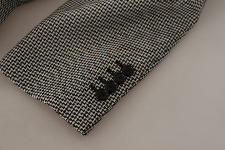 Dolce & Gabbana Gray Checkered Single Breasted Jacket Blazer