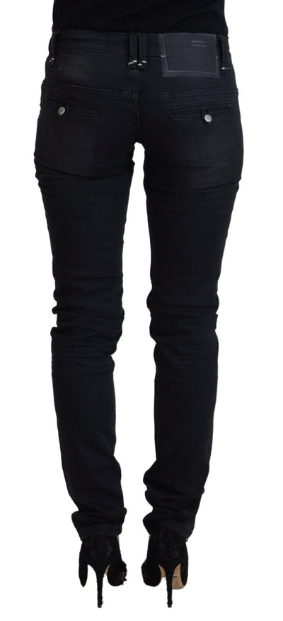Acht Black Washed Cotton Skinny Women Casual Denim Jeans
